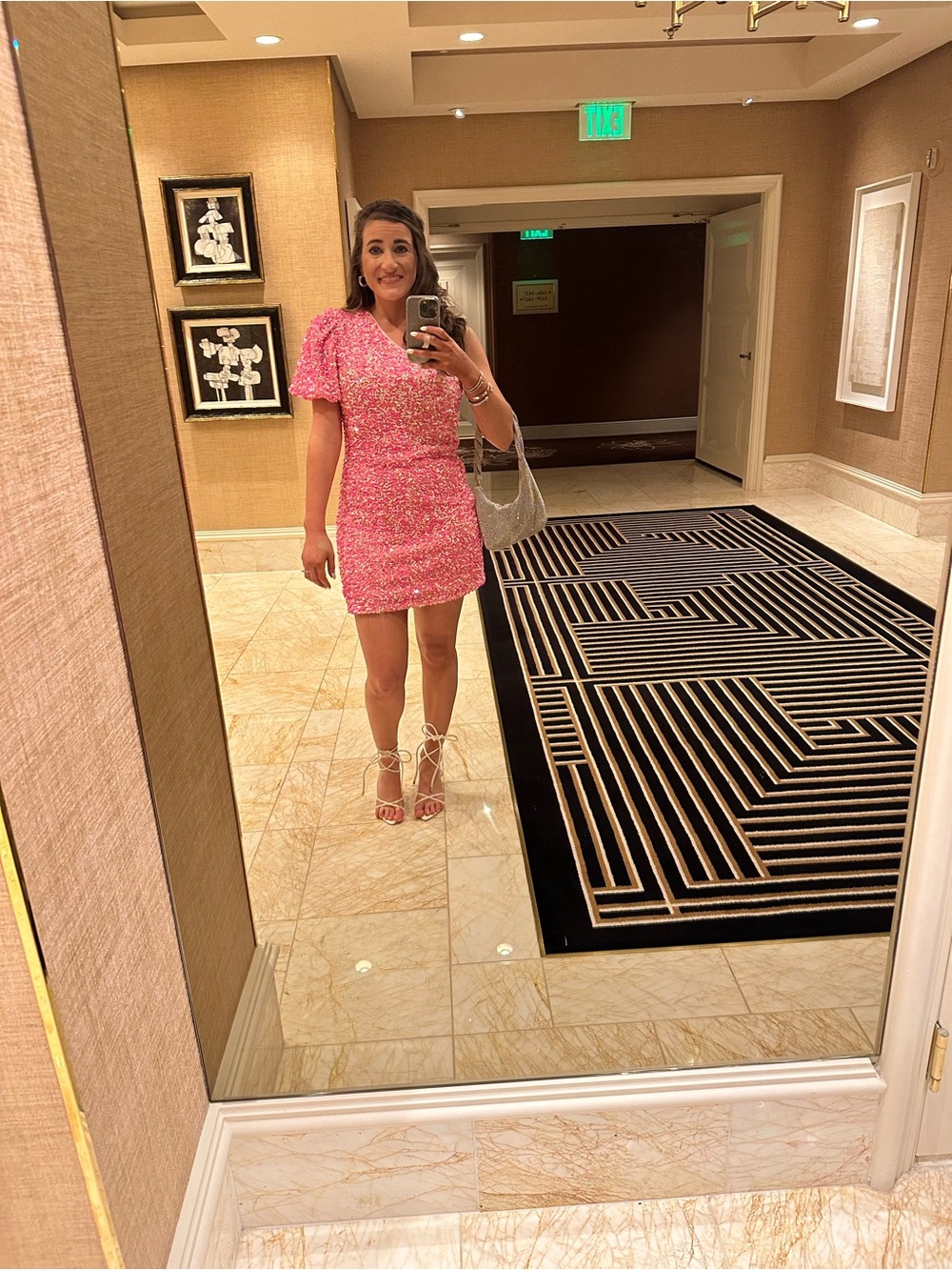 The Vintage Shop Pink Sequin One-Shoulder Dress